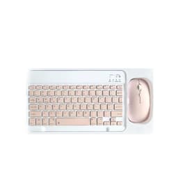 Bluetooth-tastatur og -muskombinasjon - 10-tommers oppladbart trådløst tastatur- og musesett med etui (rosa)
