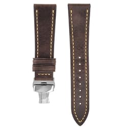 Klokkerem i ekte skinn med dobbel sommerfuglspenne - 20MM kaffe