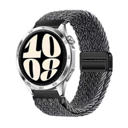 Grå og hvit vevd nylon 20 mm klokkereim med magnetisk lås