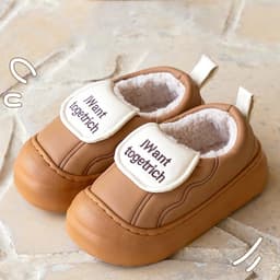 Vinter Vanntett PU-Lær Fleeceforet Varme Tykksålede Bomullstøfler kaffe 40