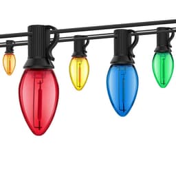 10M 15 LED Julelys med Ekstra Pære - E12 Sokkel, Flerfarget, IP44 Vanntett
