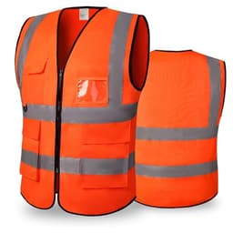 Høy synlighet refleksvest med lommer, oransje (2-pakning) 3XL