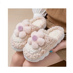 Solsikke Plys Bomull Tøfler - Varme, Tykksålede, Sklisikre Innendørs Fottøy for Høst og Vinter Kaki 40