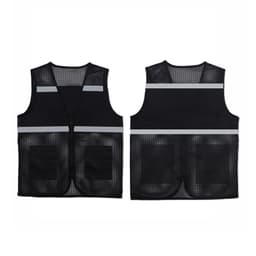 Svart reflekterende sikkerhetsvest med pustende mesh og flere lommer 4XL