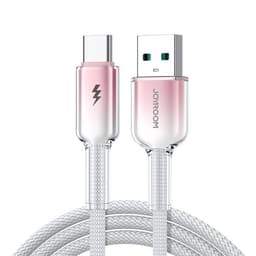 Joyroom Crystal-Clear USB-Kabel  3A USB till USB-C 1,2m - Vit