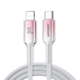 Joyroom Crystal-Clear USB-Kabel 30W USB-C till Lightning 1,2m - Vit