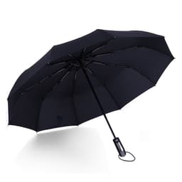 Automatisk sammenleggbar paraply - 10 ribber svart lim Sort