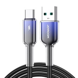 Joyroom Crystal-Clear USB-Kabel  3A USB till USB-C 1,2m - Svart