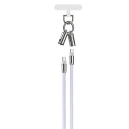 Devia 2in1 USB-C till USB-C 60W 1.2m Kabel Lanyard - Lila