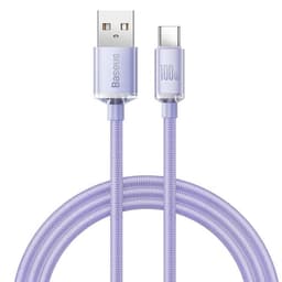Baseus Crystal USB-C till USB-A kabel 100W 1.2m - Lila