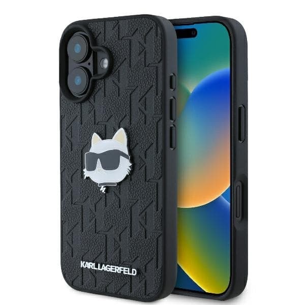 Karl Lagerfeld Mobilskal till iPhone 16 Monogram Choupette Head - Svart