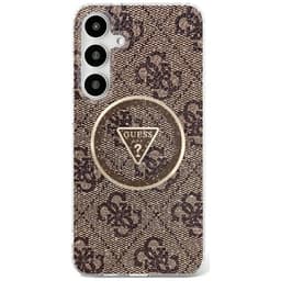 Guess Mobilskal till Galaxy S25 MagSafe 4G Glitter Triangle Buttons - Brun