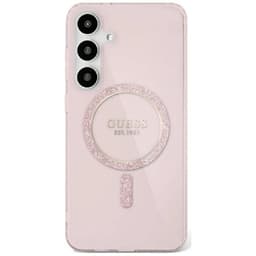 Guess Mobilskal till Galaxy S25 Ultra MagSafe Glitter Circle Classic Logo - Rosa
