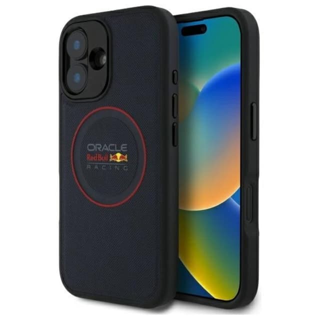 Red Bull Telefontaske til iPhone 16 Plus MagSafe Læder Rød Ring - Navy