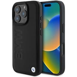 BMW Mobilskal till iPhone 16 Pro Max Läder Hot Stamp - Svart