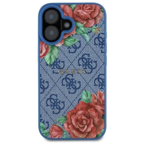 Guess telefonetui til iPhone 16 MagSafe 4G Blomsterprint - Blå