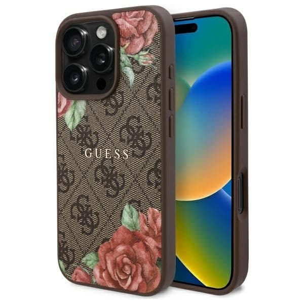 Guess telefonetui til iPhone 16 Pro Max MagSafe 4G Blomsterprint - Brun
