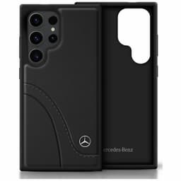 Mercedes Mobilskal till Galaxy S25 Ultra Läder Curved Stitches - Svart