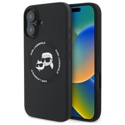 Karl Lagerfeld Mobilskal till iPhone 16 MagSafe Karl&Choupette Head - Svart