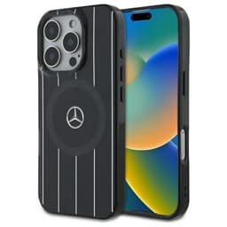 Mercedes telefontaske til iPhone 16 Pro MagSafe MB krydsede linjer - sort