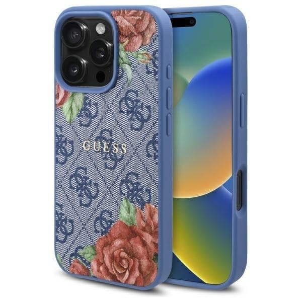 Guess telefonetui til iPhone 16 Pro Max MagSafe 4G Blomsterprint - Blå