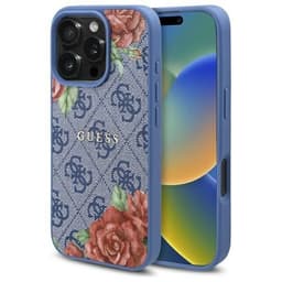 Guess telefonetui til iPhone 16 Pro Max MagSafe 4G Blomsterprint - Blå