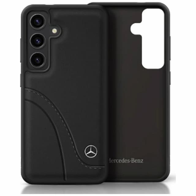 Mercedes Mobilskal till Galaxy S25 Läder Curved Stitches - Svart