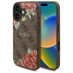 Guess telefonetui til iPhone 16 MagSafe 4G Blomsterprint - Brun