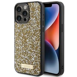 Guess Mobilskal till iPhone 15 Pro Max Rhinestone Metal Logo - Gul