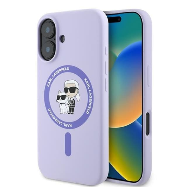 KARL LAGERFELD iPhone 16 Plus Mobilskal Magsafe Silikon Heads Ring