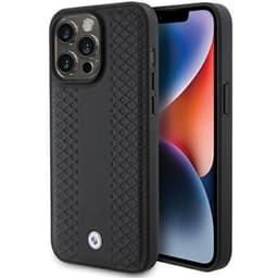 BMW Mobilskal till iPhone 15 Pro Max Läder Diamond Pattern - Svart