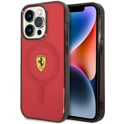 Ferrari Telefontaske til iPhone 14 Pro Magsafe Gennemsigtig - Rød
