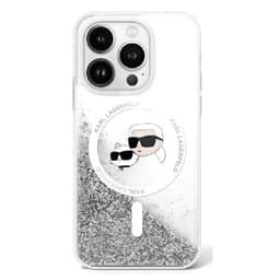 Karl Lagerfeld Mobilskal till iPhone 16 Pro MagSafe Glitter Karl&Choupette Head