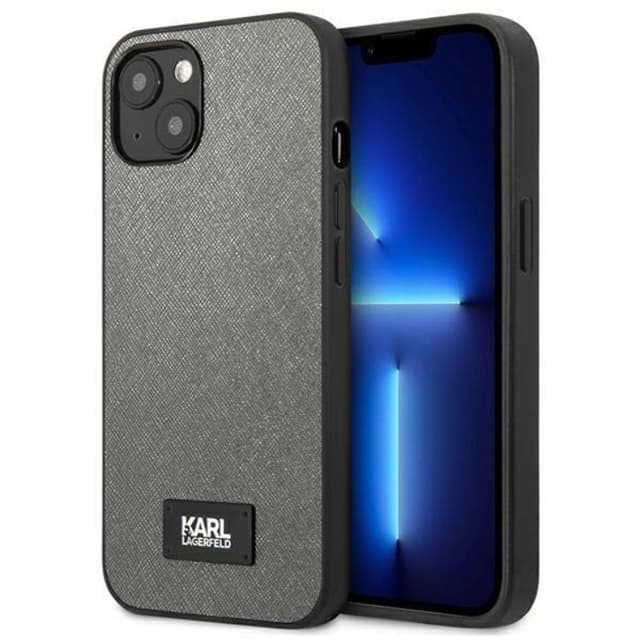 Karl Lagerfeld iPhone 13 mini Etui Saffiano Plaque - Sølv