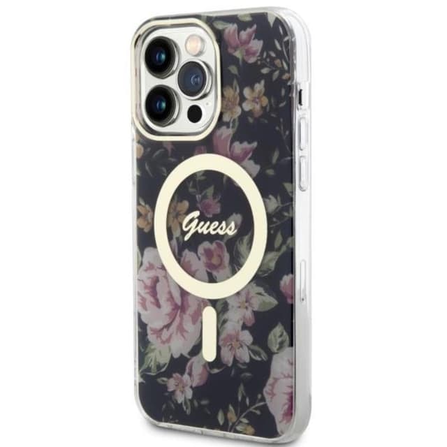 Guess Mobilskal till iPhone 14 Pro Max MagSafe Flower - Svart