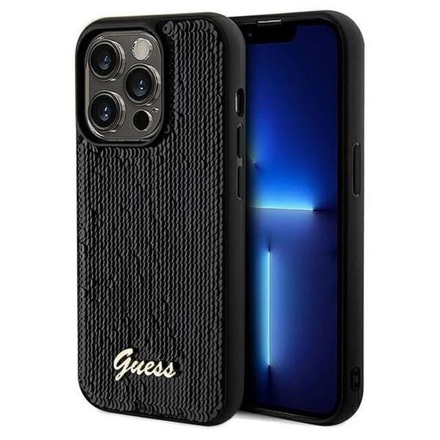 Guess iPhone 14 Pro Mobilskal Disco Script Metal - Svart