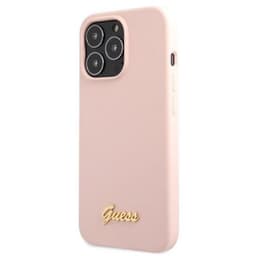 Guess Mobilskal till iPhone 13 Pro Max Silicone Script Gold Logo - Ljusrosa