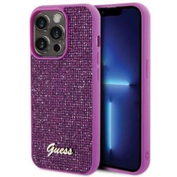 Guess Mobilskal till iPhone 15 Pro Disco Metal Script - Rosa