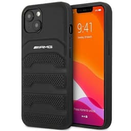 AMG iPhone 14 Plus Taske Læder Prægede Linjer - Sort