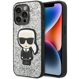 Karl Lagerfeld iPhone 14 Pro Skal Glitter Flakes Ikonik - Silver