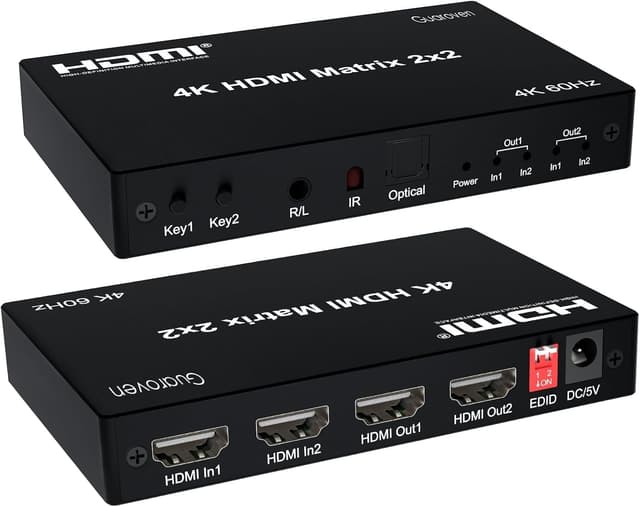 NÖRDIC HDMI 4K 60Hz Matrix-switch 2x2 3D Video Toslink Stereo EDID
