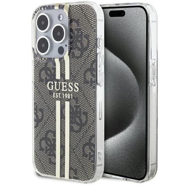 Guess iPhone 15 Pro Mobilskal Gold Stripes
