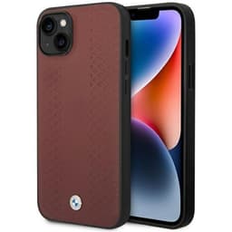 BMW Mobilskal till iPhone 14 Läder Diamond Pattern - Burgundy