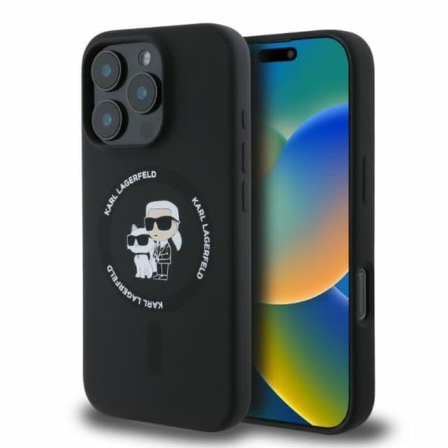 KARL LAGERFELD Mobilskal till iPhone 16 Pro Max Magsafe Silikon Heads Ring