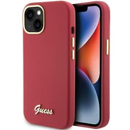 Guess Mobilskal till iPhone 15 Silikon Script Metal Logo Frame