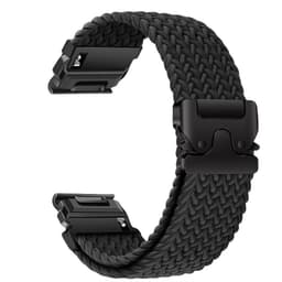 Elastisk nylonvevd klokkereim kompatibel med Garmin Fenix 8/7X Pro/955/965 hurtigutløsende magnetisk spenne Sort 22 mm