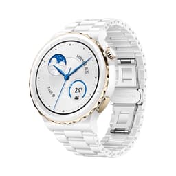 Keraaminen ja ruostumattomasta teräksestä valmistettu ranneke, yhteensopiva Huawei GT4/Buds Pro -kellojen kanssa - Perhoslukko Valkoinen + hopea 20 mm