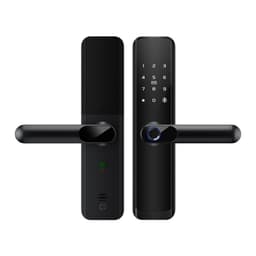 Wood Door Fingerprint Lock - Black Tuya WiFi 5-in-1 Smart Lock with Fingerprint, PIN, Card, Key & App