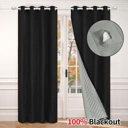 Talven tuulenpitävä lämpöeristetty pimennysverho silmukoilla olohuoneeseen (yksi paneeli) Musta S