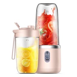 Bærbar Oppladbar Juicerkopp med 6 Blader - Enkelt Lokk, 400ml Pink